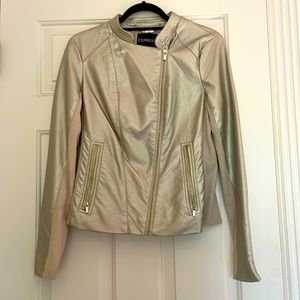 Express gold faux leather jacket size medium
